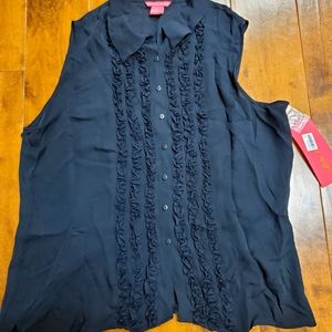 Black Xlg 100% silk sleeveless top(235)